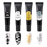 KADS 4 Farben stempeln Gel Polish für Nail Stamping Design 8ml Schwarz...