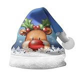 Weihnachtsmütze Erwachsene Nikolausmütze Rot Herren/Damen Plüsch Rand...