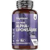 Alpha Liponsäure Kapseln - 650mg pro Portion - 180 vegane Reine ALA Kapsel...