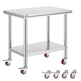 VEVOR Edelstahl Arbeitstisch Küche, 90 x 60 x 85 cm, professionelle...