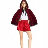 Generisch Halloween-Umhang aus Samt Rotkäppchen mit Spitzenbesatz süß...