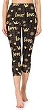 Merry Style Damen 3/4 Capri Leggings mit Allover Print Muster bunt...