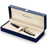 Waterman Expert Füller | Hochglänzend Schwarz mit Zierteile aus 23 K Gold...