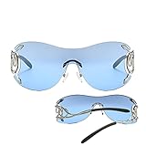 delr Rahmenlose Sonnenbrille für Damen, Y2K Snake Sonnenbrille für...