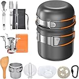 Onherm 15-teiliges Camping Geschirr Set, Faltbar Camping Kochgeschirr Set,...
