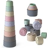 9 Stück Stapelbecher Baby Spielzeug für 3-6 Monate, Sensorik Stapelturm...