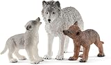 SCHLEICH WILD Life | Wolfsmutter mit Welpen 42472 | detailgetreue...