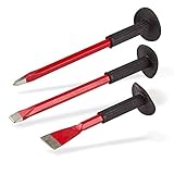 DEMA Handmeißel Set 3-tlg. – Flachmeißel, Spitzmeißel mit Handschutz...