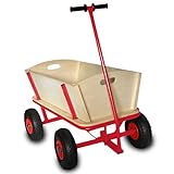 Rijoka Bollerwagen aus Holz – Luftreifen Bollerwagen – 100kg Tragkraft...