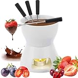 MZSX Keramik Schokofondue-Topf-Set, Käse Fondueset mit 1 Teelicht & 4...