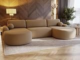 GRAINGOLD Aurio Ecksofa mit Schlaffunktion & Bettkasten 377x177 cm, U-Form...