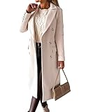IDEALSANXUN Langer Damen-Trenchcoat aus Wolle, zweireihig, für Herbst und...