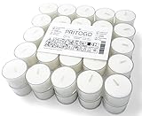 Pritogo Teelichter, 100 Stück, Weiß, Brenndauer: 8 Stunden, 20 g...