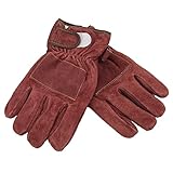 BBQ -Handschuhe Kalb Leder Hand mit Bequemem Speichergelb (Burgund)