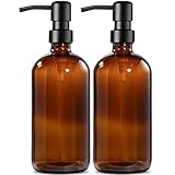 MIUSITE Seifenspender Glas, 500ml Seifenspender Braun mit Pumpe aus...