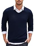 COOFANDY Herren Strickpullover Slim Fit Pullover V Ausschnitt Feinstrick...