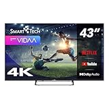 Smart Tech TV LED 4K UHD 43' (109cm) 43UV01V VIDAA 3xHDMI 2xUSB Hotel Mode...