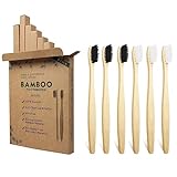 Jinpojun Bambus Zahnbürsten, [6 Stück] Nano Zahnbürste aus Bambus BPA...
