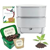 Wurmbox Komposter mit 2 Etagen | Wurmkomposter Starterset inkl. 500...