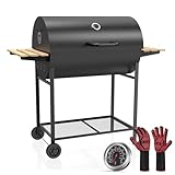 XXL Grill Grillwagen, BBQ Smoker, Holzkohlegrill mit Deckel, Holzkohle...