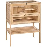 tectake 403246 Hamsterkäfig aus Holz, Kleintierkäfig mit Mehreren Etagen,...