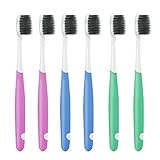 MitButy Holzkohle Zahnbürste - 6er Pack, Ultra weiche, dünne Borsten