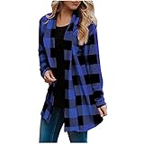 Jacke für Damen, langärmelig, kariert, Herbstmode, kariert, Mantel,...