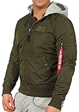 Alpha Industries Herren MA-1 TT Hood Bomberjacke, Dark Green, XL
