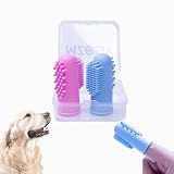 2 Stück Hund Finger Zahnbürste Silikon Haustier Finger Zahnbürste für...