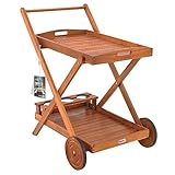 Casaria® Servierwagen mit Rollen Holz FSC®- Zertifiziert Akazie 2 Etagen...