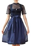 EIISSION Dirndl Damen midi Lang Dirndl Blau Trachtenkleid Trachtenrock...