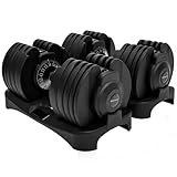 BRAINGAIN 15-in-1 Verstellbares Kurzhantel-Set 24 kg Paar | Platzsparende...