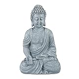 Relaxdays Buddha Figur sitzend 18cm, Dekofigur für Wohnzimmer, Bad und...