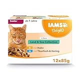 IAMS Delights Senior Katzenfutter Nass - Multipack mit Huhn und Fisch in...