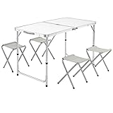 CASARIA® Klapptisch Wetterfest Höhenverstellbar Campingtisch mit Stühlen...