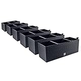 PAFEN 6in1 Set 6X Balkonkasten Blumenkasten Rattan-Optik 4 Farben...