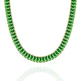 KissYan Diamant-Tennis-Halskette für Damen, 14 Karat/Weißgold plattiert,...