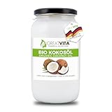 GreatVita Bio Kokosöl, nativ, 1000 ml im Glas zum Kochen Braten Backen