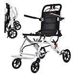 LUMIVO Ultraleichter faltbarer Rollstuhl, Tragbarer Reiserollstuhl 100kg...