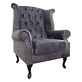 invicta INTERIOR riess-Ambiente Edler Chesterfield Ohrensessel antik grau...