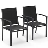 JUMMICO Garten Stapelstühle mit Armlehnen, Aluminium Outdoor Garten...