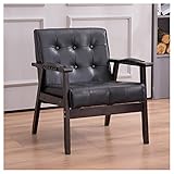 Ledersessel, gepolsterter Akzentstuhl, Mid-Century Wingback Design,...