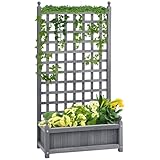 Outsunny Hochbeet Pflanzkasten mit Rankgitter Blumenkasten Rankkasten...