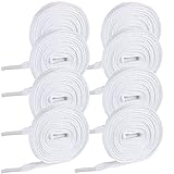 TRUEIN 4 Paar Weiße Schnürsenkel für Sneaker, 120cm Flach 8mm Breit,...