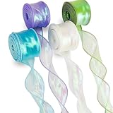 FLEXNOVA 4 Rollen Organzaband, 40mm x 9m Schleifenband Schimmernd Weiss...