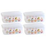 MiraHome Keksdosen 4er Set transparent mit Cupcakes-Design 2,5L –...