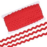 RIC Rac Trim, 5mm 25m Rote Wellenförmige Geflochtene Borte Fransenbesatz...