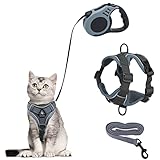 Katzengeschirr und Katzenleine Set,Automatisch Einziehbare Hunde Leine mit...