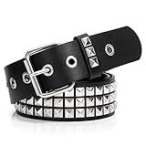 WHIPPY Nietengürtel Leder Metall Punk Rock Nietengürtel für Damen/Herren...