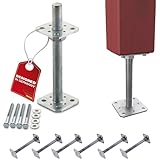 SOTECH 6er Set Pfostenträger 80 x 80 x 250 mm Gewinde M24 Stahl...